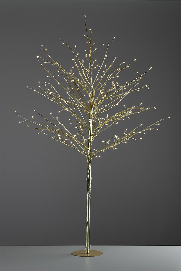 Albero in Metallo Dorato a Luce Calda Fissa