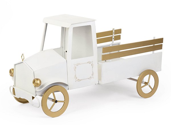 Camioncino in Metallo Bianco e Oro