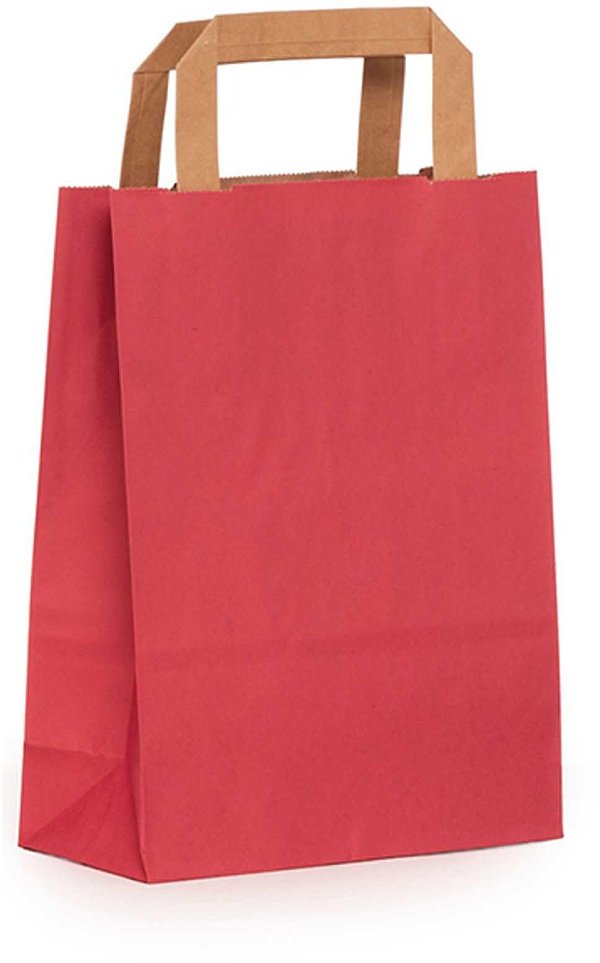 Shopper Carta Kraft Fragola con Maniglia Piatta