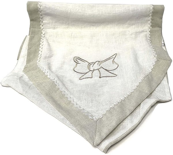 Table Runner in Tessuto Bianco/Beige