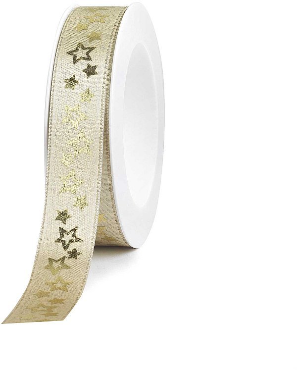 Nastro Raso Stelle Crema/Oro
