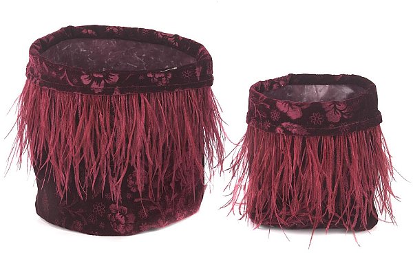 Set Sacchi Piume in Velluto Bordeaux