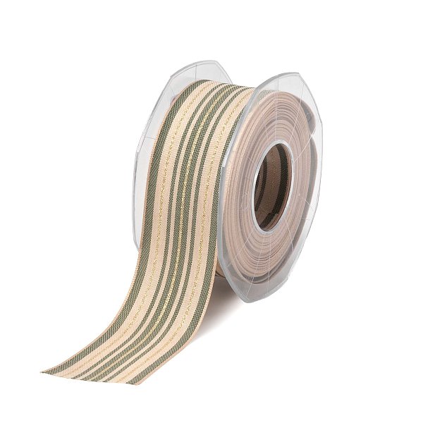 Nastro in Stripe Rigato Verde e Laminato Oro