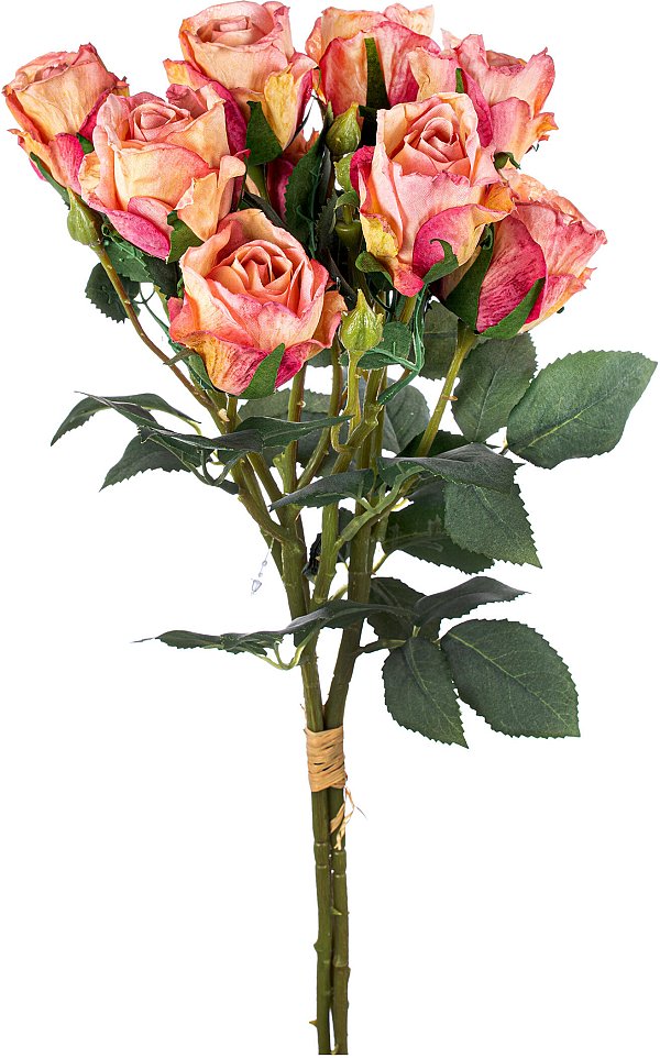 Bouquet Rose con 3 Rami e 9 Fiori Effetto Secco