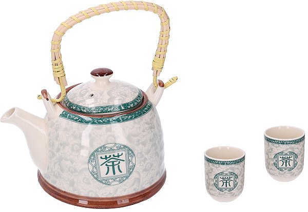Servito da Thè in Ceramica Decori Verde