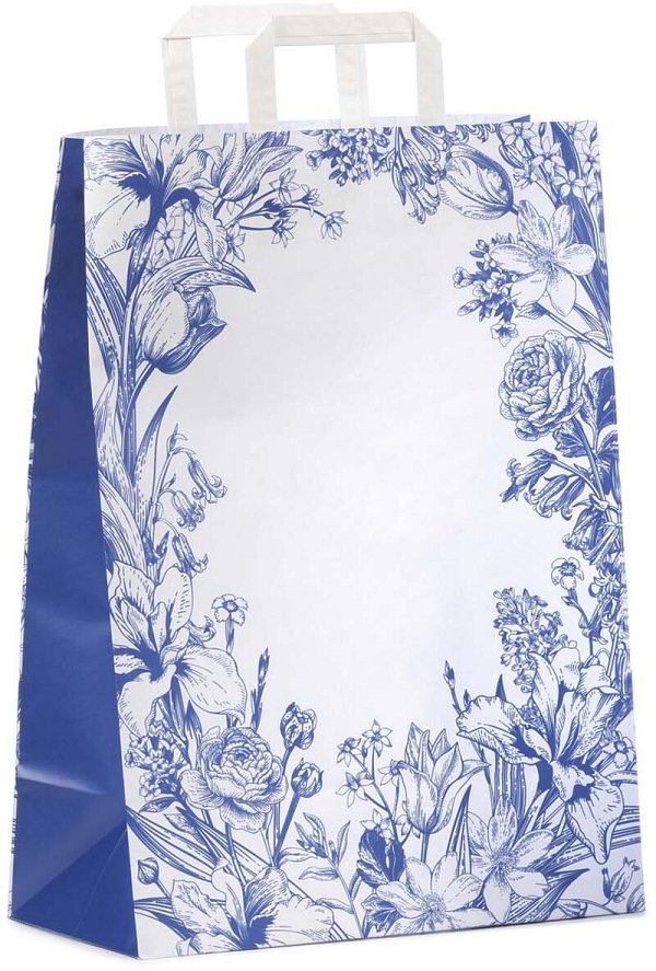 Shopper Carta Spring Blu con Maniglia Piatta