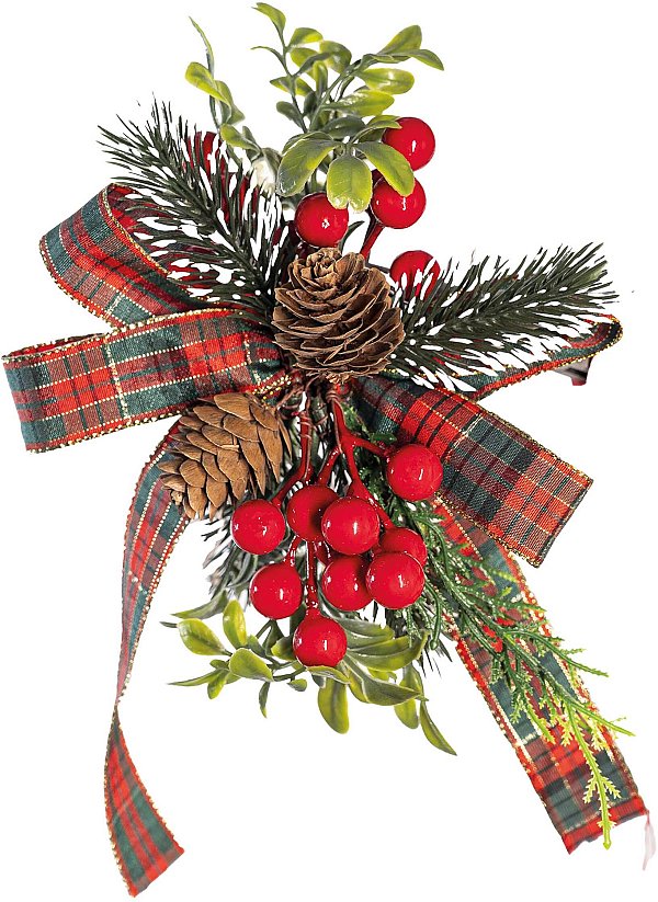 Fiocchi Tartan con Pigne, Berry, Vischio e Pino
