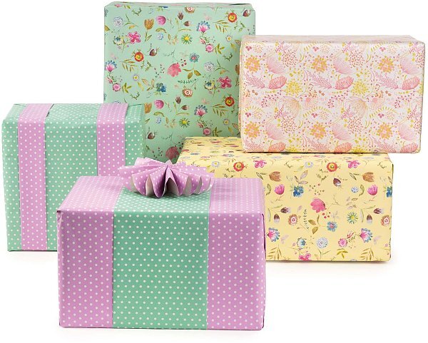 EcoCarta Fiori/Pois Assortita in 5 Disegni