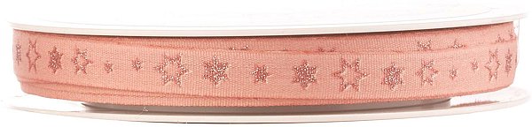 Nastro tessuto stelle rosa antico con glitter