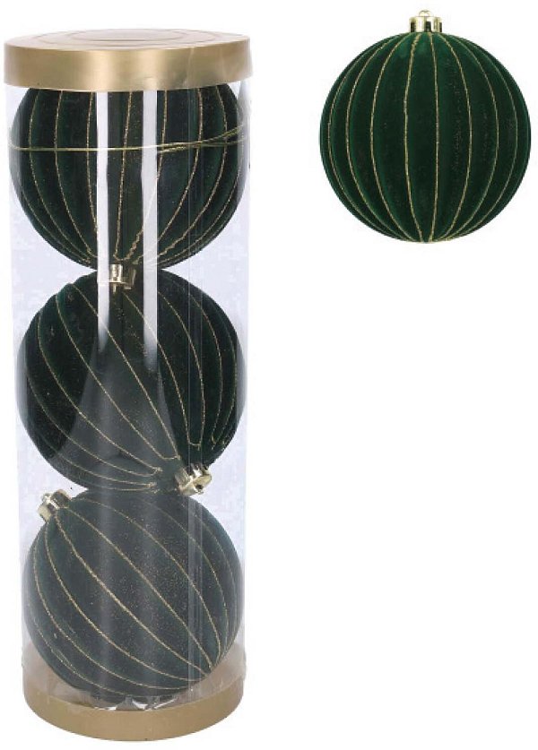 Tubo di Sfere in Plastica e Velluto Verde con Glitter