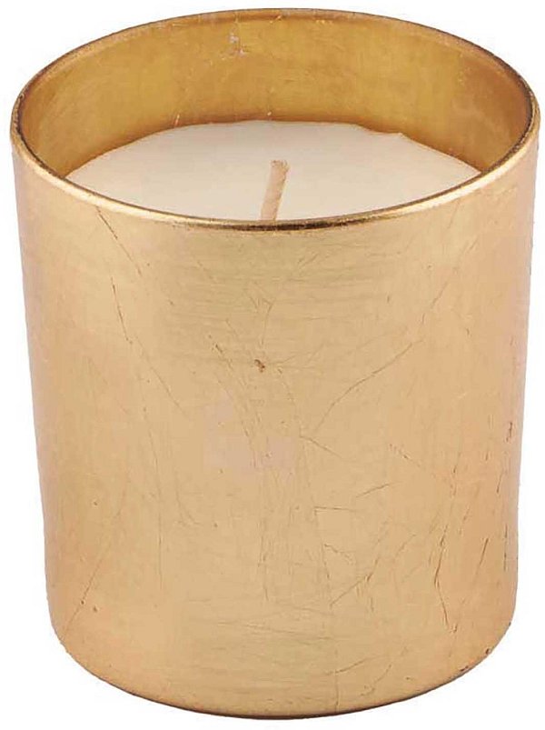 Candela Albizia in Vaso di Vetro Dorato