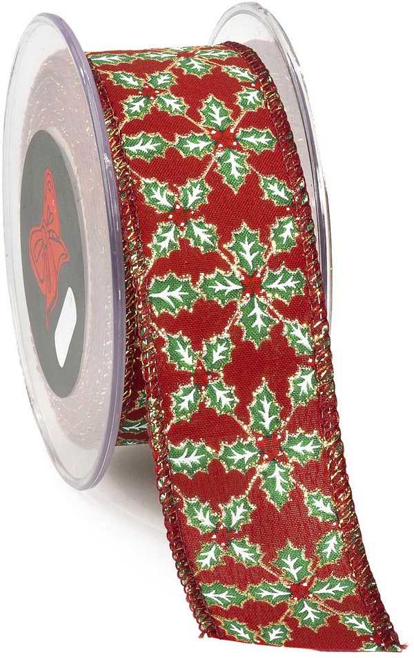 Nastro Tessuto Animato Mistletoe Cross Rosso