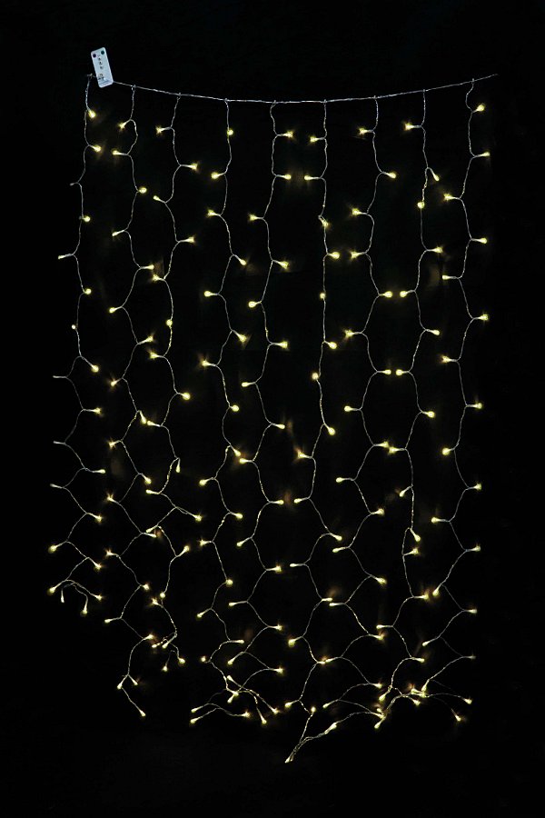 Tenda 200 Led con Giochi Luce Calda, Telecomando e Timer - Non Collegabile