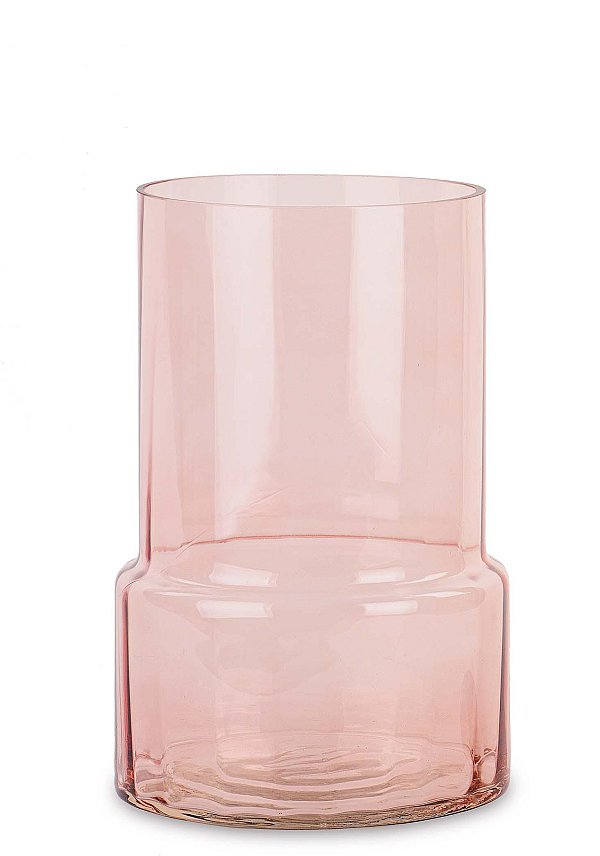 Vaso Righe in Vetro Rosa