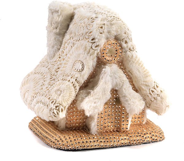 Casetta Mandala bianco/oro con pelliccia