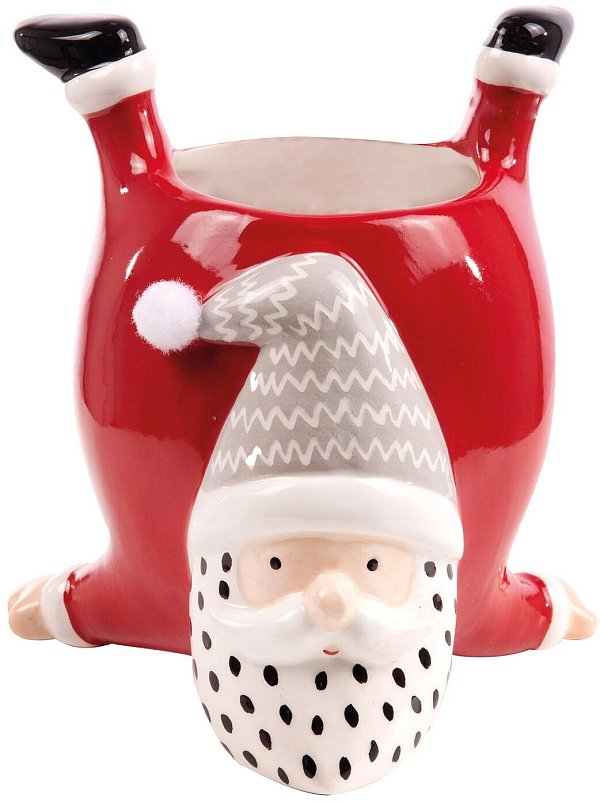 Pot in Ceramica Bianco/Rosso Babbo Natale