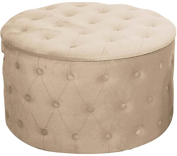 Pouf Contenitore Trapuntato in Velluto Crema