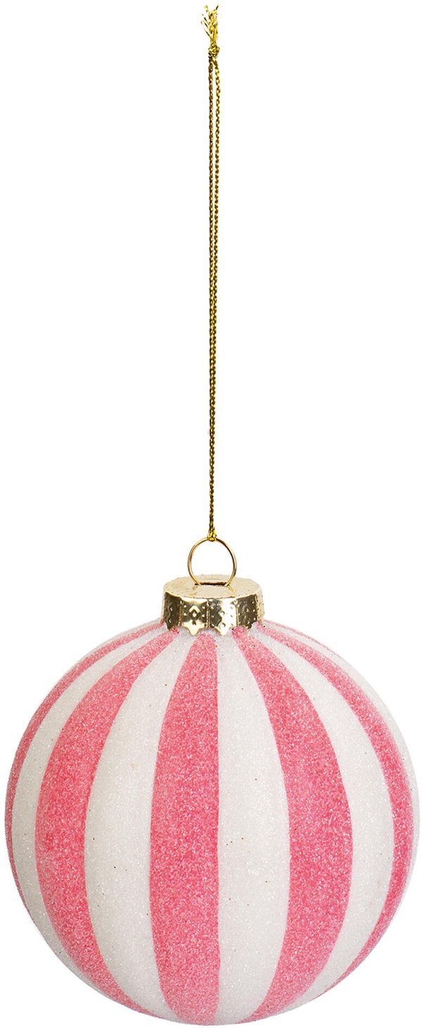 Sfera di Vetro a Spicchi Candy Bianco/Rosa con Glitter