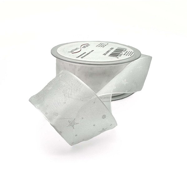 Nastro in Organza bordato Bianco