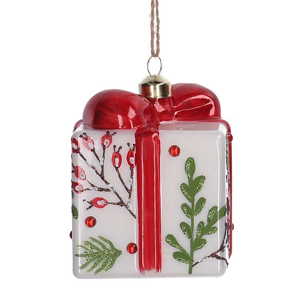 Pacco Regalo in Vetro Pungitopo Bianco
