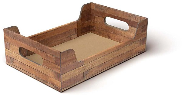 Cassetta in Cartone Stampa Teak Marrone