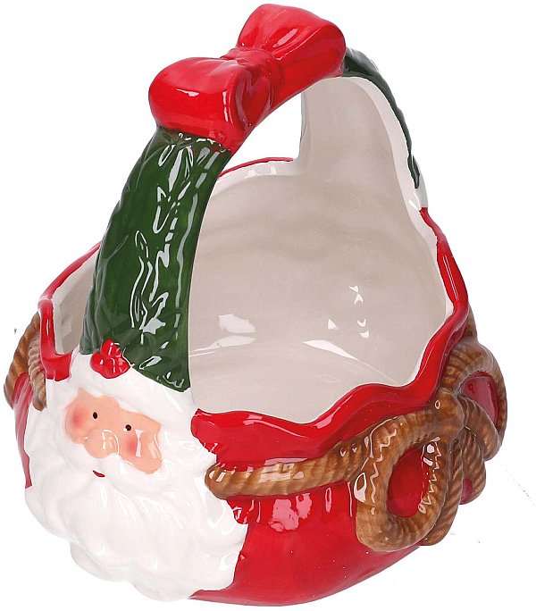 Cesto in Ceramica Babbo Natale Rosso