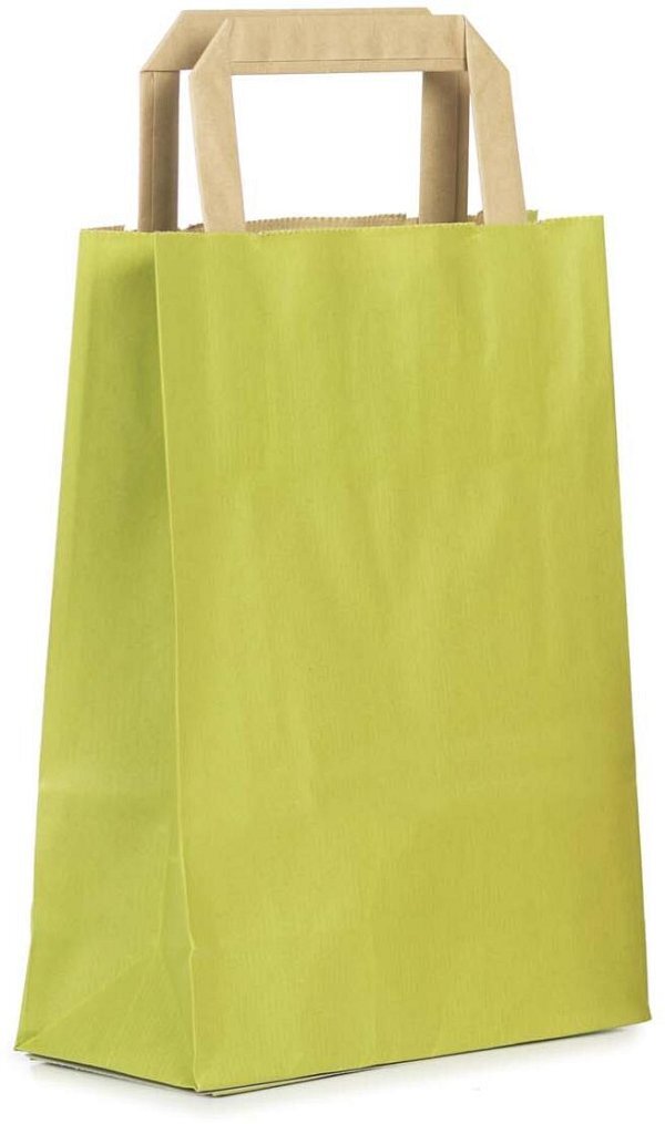 Shopper Carta Sealing Verde Acido con Maniglia Piatta