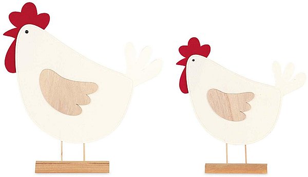 Set Galline in Panno con Base di Legno