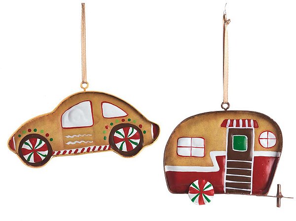 Set Decorazioni Gingerbread in Metallo Auto e Camper (2 modelli assortiti)