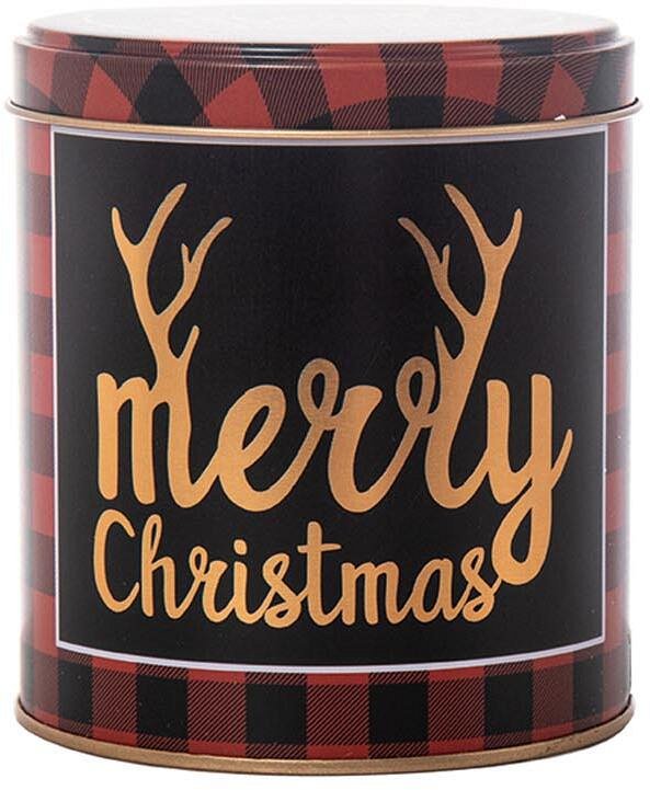 Scatola in Metallo Scozzese Merry Xmas Rosso/Nero
