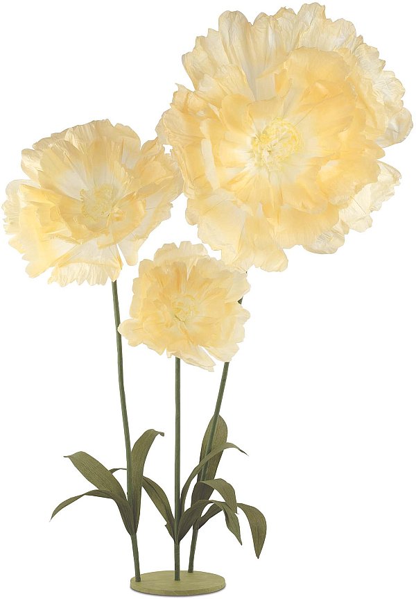 Set 3 Rose Gialle in Carta con Base