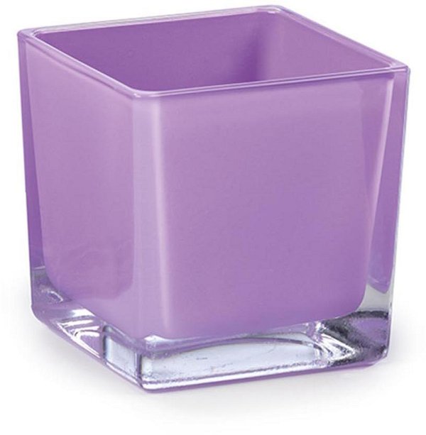 Cubo in Vetro Lilla
