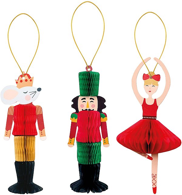 Set Decori Assortiti in Carta Nido d'Ape con Cordino Oro