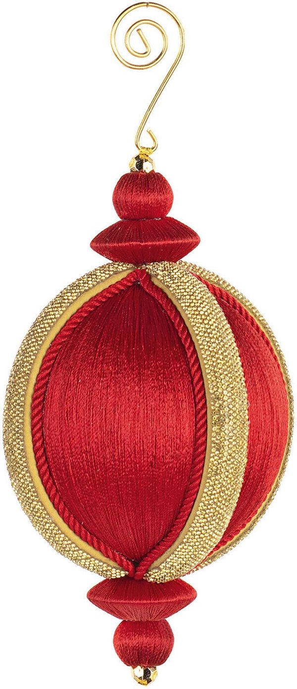 Sfera di Raso Rosso con Fascia di Strass Dorati
