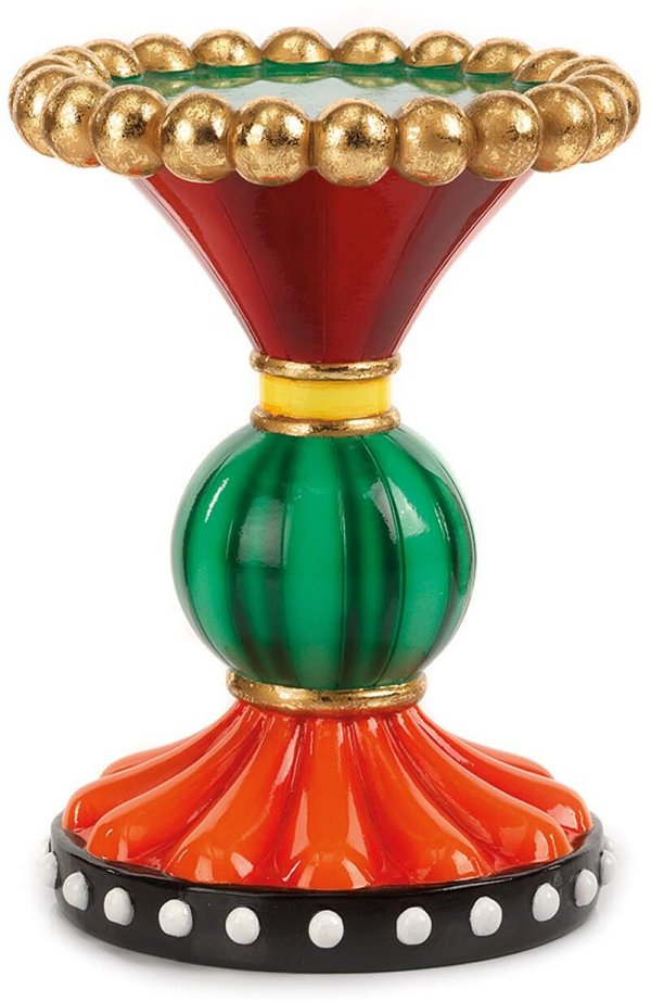 Portacandela in Resina Rosso/Verde/Oro