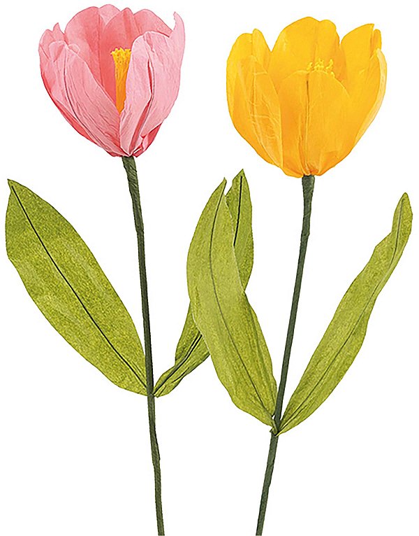 Set Tulipani in Carta con Stelo Rosa/Giallo