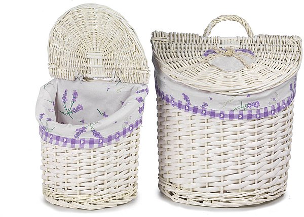 Set Ceste Pensili in Vimini Lavanda Mezzaluna
