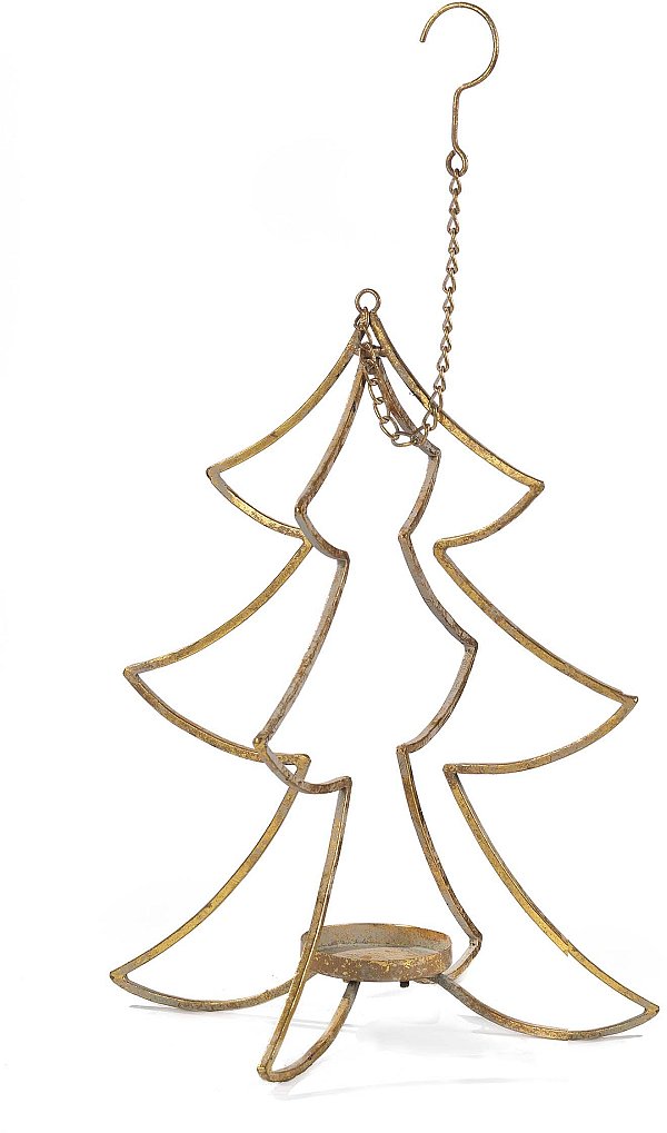 Candeliere appendibile albero in metallo oro