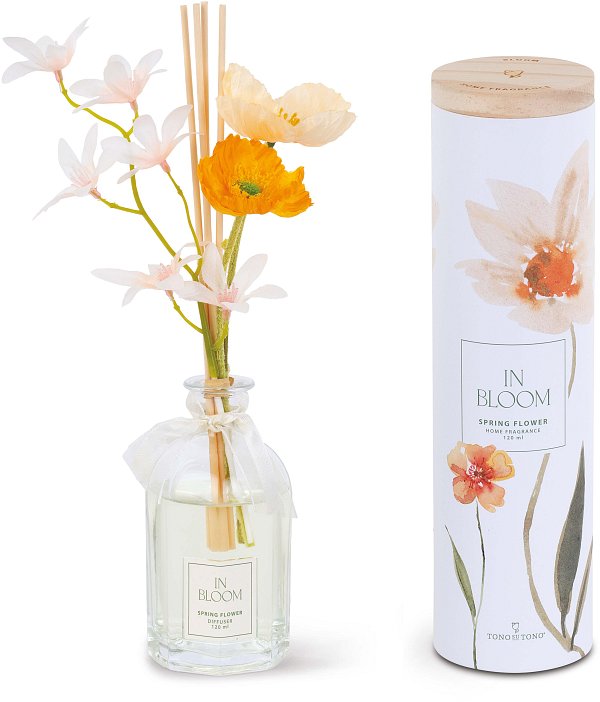 Diffusore in Vetro Spring Flower con Fiori Arancio
