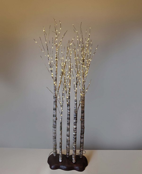 Set 5 Alberelli Simil Legno con Nanoled a Luce Calda Fissa