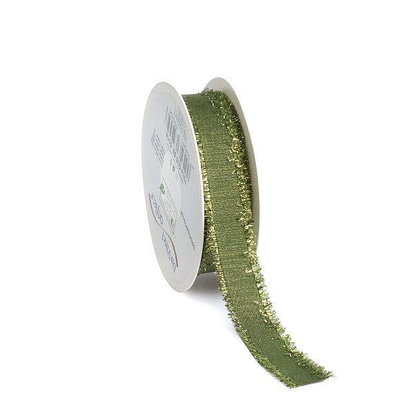 Nastro Tessuto Laminato Sfrangiato Verde/Oro