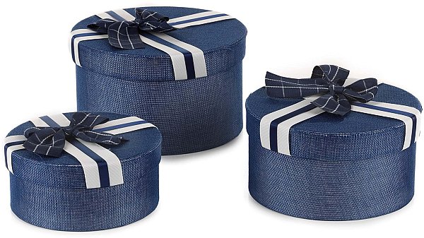 Set Scatole Tonde Fasciate Blu