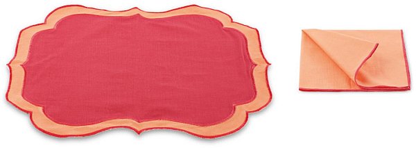 Set Tovaglietta + Tovagliolo Fucsia/Pesca