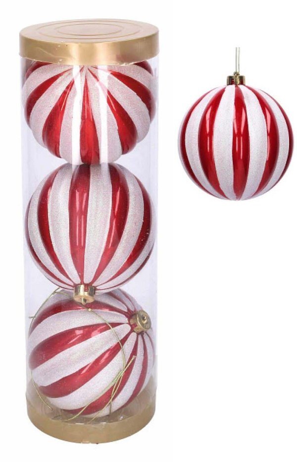 Tubo di Sfere in Plastica Rosso e Bianco con Glitter