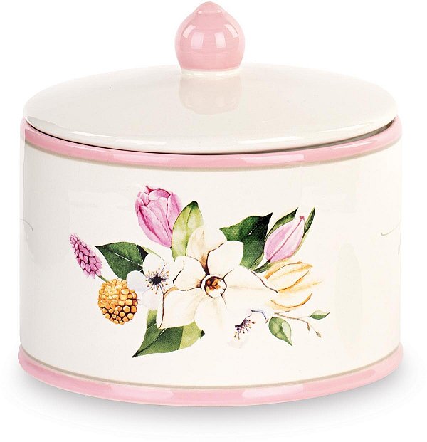 Biscottiera con Fiori Dolomite in Ceramica