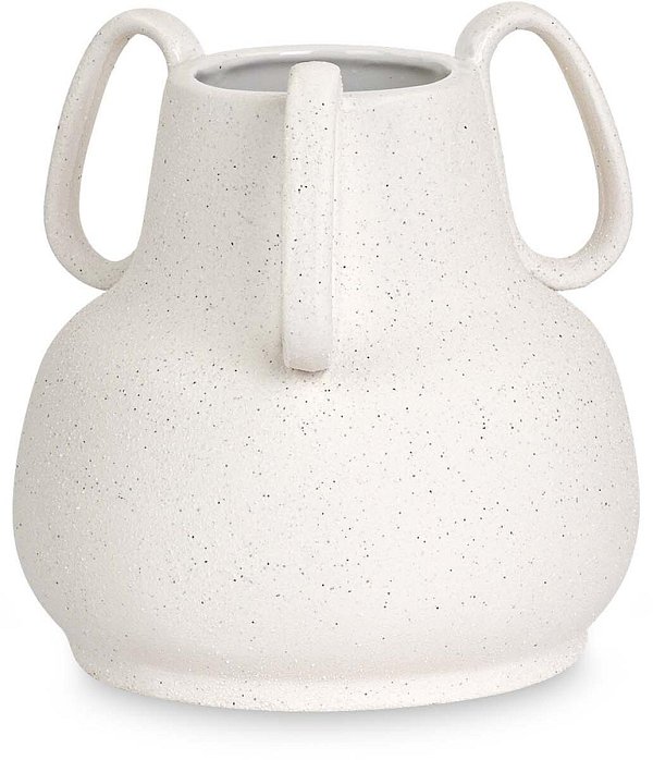 Vaso in Ceramica Stoneware Bianco con 3 Manici
