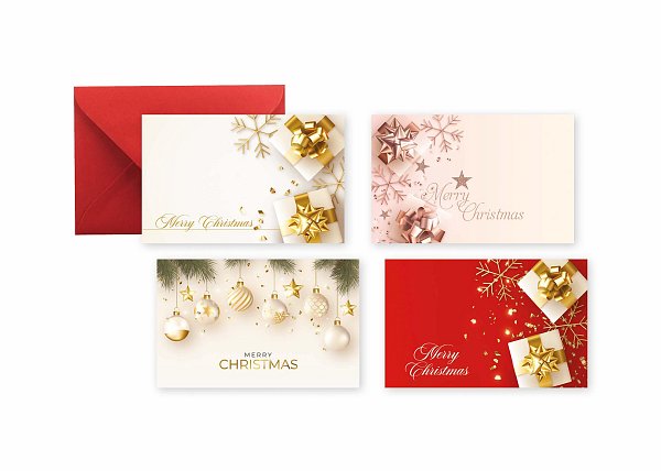 Biglietti e Bustine Rosse "Natale Splendente" Assortiti