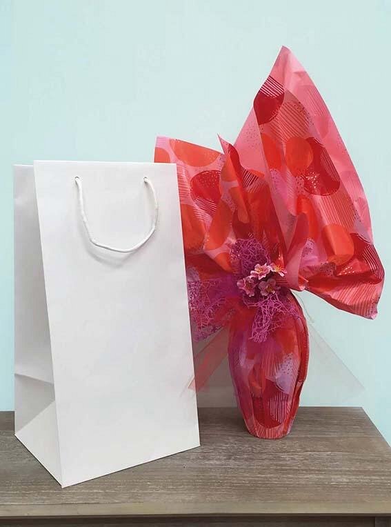 Shopper Carta Kraft Bianca con fondo rinforzato