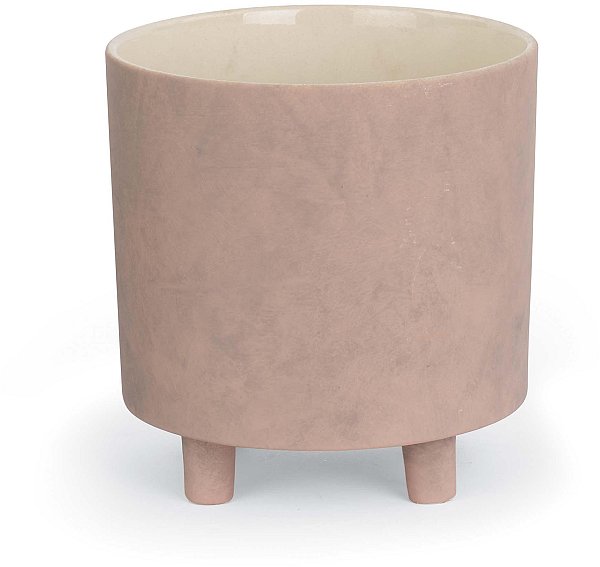 Portavaso Stoneware Rosa con Piedini Impermeabile