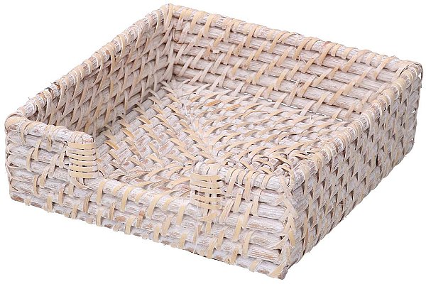 Portatovaglioli in Rattan Algarve Sbiancato Quadrato